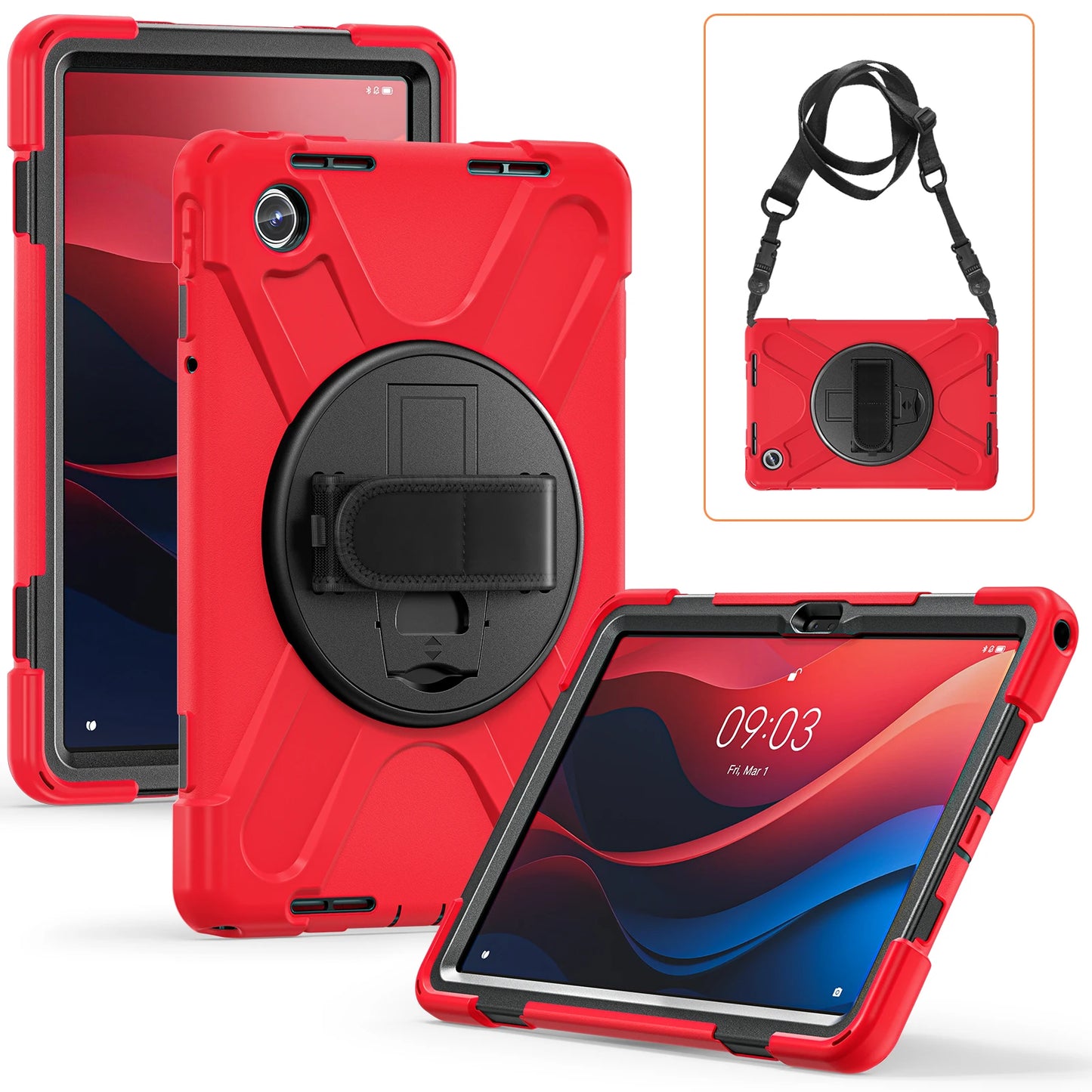 Pour Lenovo Xiaoxin Pad 2024 Tab M11 TB-330FU TB-331FC 11 pouces étui robuste housse hybride avec bandoulière antichoc Capa
