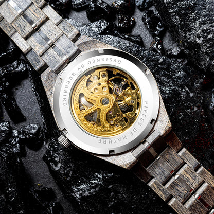 Montre Mécanique en Bois Homme BOBO BIRD — Squelette Lumineux, Étanche 3 ATM, Gravure Personnalisée, 6 Modèles | TechNova X
