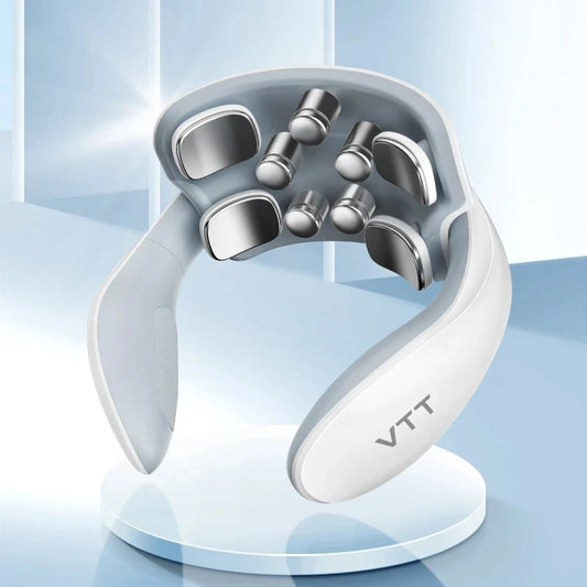 Massageador elétrico de pescoço com aquecimento, alívio sem fio da dor cervical no ombro, massagem muscular portátil