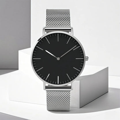 Montre Quartz Fashion TINUORA — Bracelet Acier Inox, Cadran 38mm, Style Luxe Casual, 17 Coloris