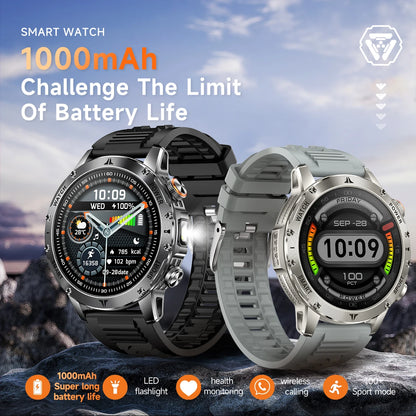 Militaire 1000mAh grande batterie montre intelligente numérique Bluetooth appel sport Smartwatch électronique montres pour homme Android 2026 nouveau