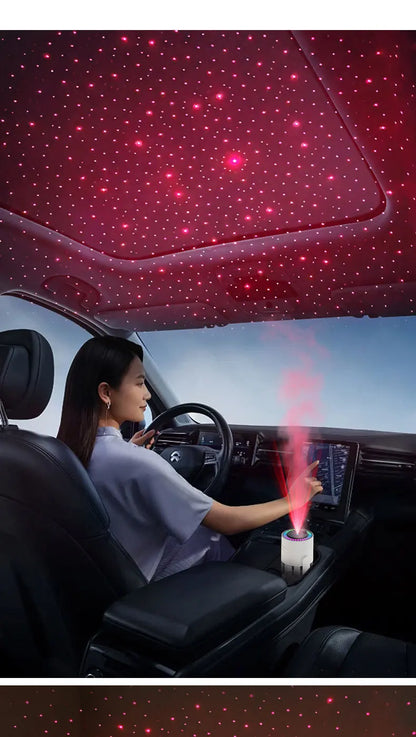 Humidificateur Projection Ciel Étoilé 280ml — LED Multimode, 2 Modes de Brume & USB 5V