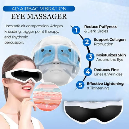 Electric Eye Massager, Eye Vision Improvement, Migraine, Forehead, Eye Care Glasses, Wireless Massage, Vibration, Health Care
