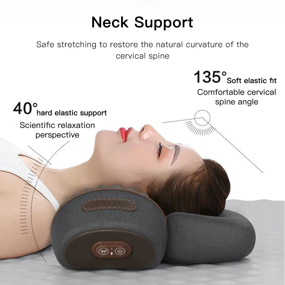 Electric Neck Massager Pillow Cervical Stretcher Heating Vibration Massage Back Orthopedic Traction Sleeping Pillows Support