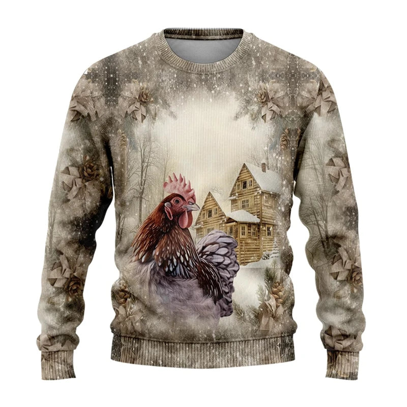 Sweat-shirt Unisexe Imprimé 3D — Animaux de Ferme | Style Harajuku Y2K | Col Rond | Enfant & Adulte | XS–6XL