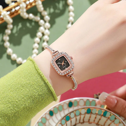 Montre Femme Quartz Cristal MOONBIFFY — Bracelet Cuir, Cadran Orné de Cristaux, 5 Coloris