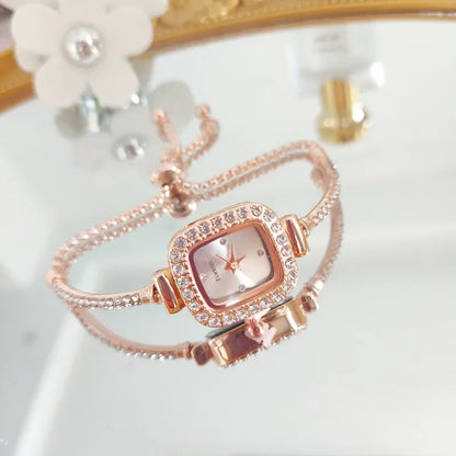 Montre Femme Quartz Cristal MOONBIFFY — Bracelet Cuir, Cadran Orné de Cristaux, 5 Coloris