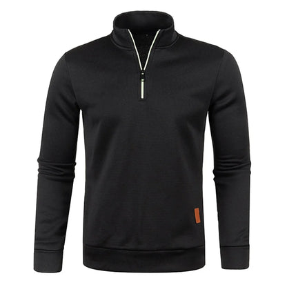 Pull à col roulé avec fermeture éclair pour homme, sweat-shirt d'extérieur, pull à demi-fermeture éclair, vêtements solides, PVD, printemps, automne