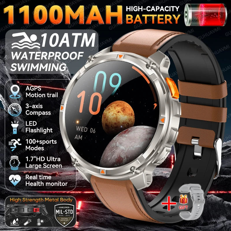 Smartwatch GPS GUHUAVMI T-Rex3 Pro 2026 — AMOLED 1,7", Batterie 1100mAh, 10 ATM, 100+ Modes Sport