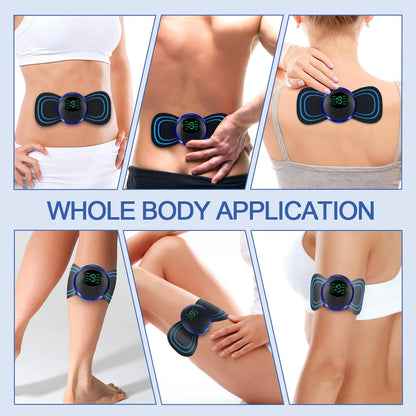 EMS Electric Neck Massager, Muscle Massage Stimulator, Low-Frequency Instrument, Patches for Back, Neck, and Calves, Mini Device for Joint Pain