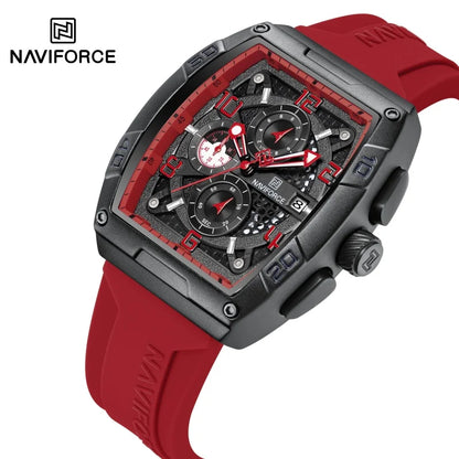 Montre Quartz Sport Homme NAVIFORCE NF8052 — Grand Cadran 44 mm, Chronographe, Aiguilles Lumineuses, Bracelet Silicone, 13 Coloris | TechNova X