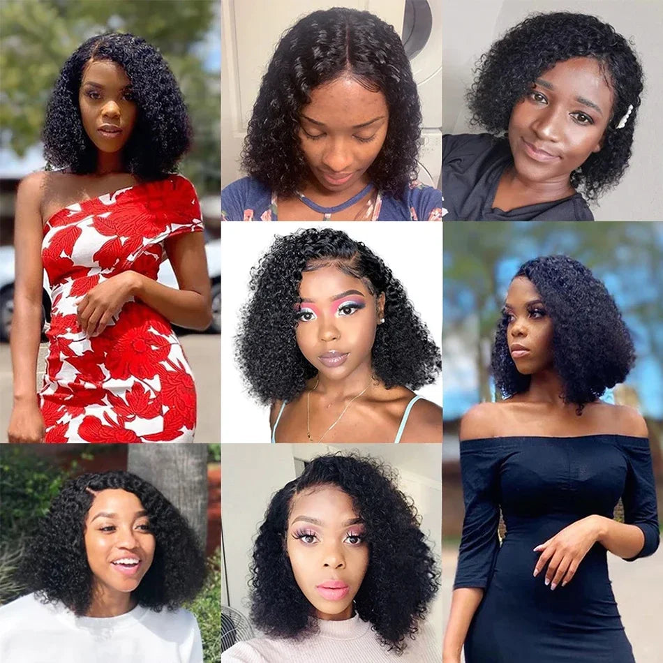 13x4 dentelle perruque partie latérale coupe lutin perruques 100% vierge cheveux partie latérale brésilienne vague d'eau bob perruque dentelle transparente pour les femmes noires