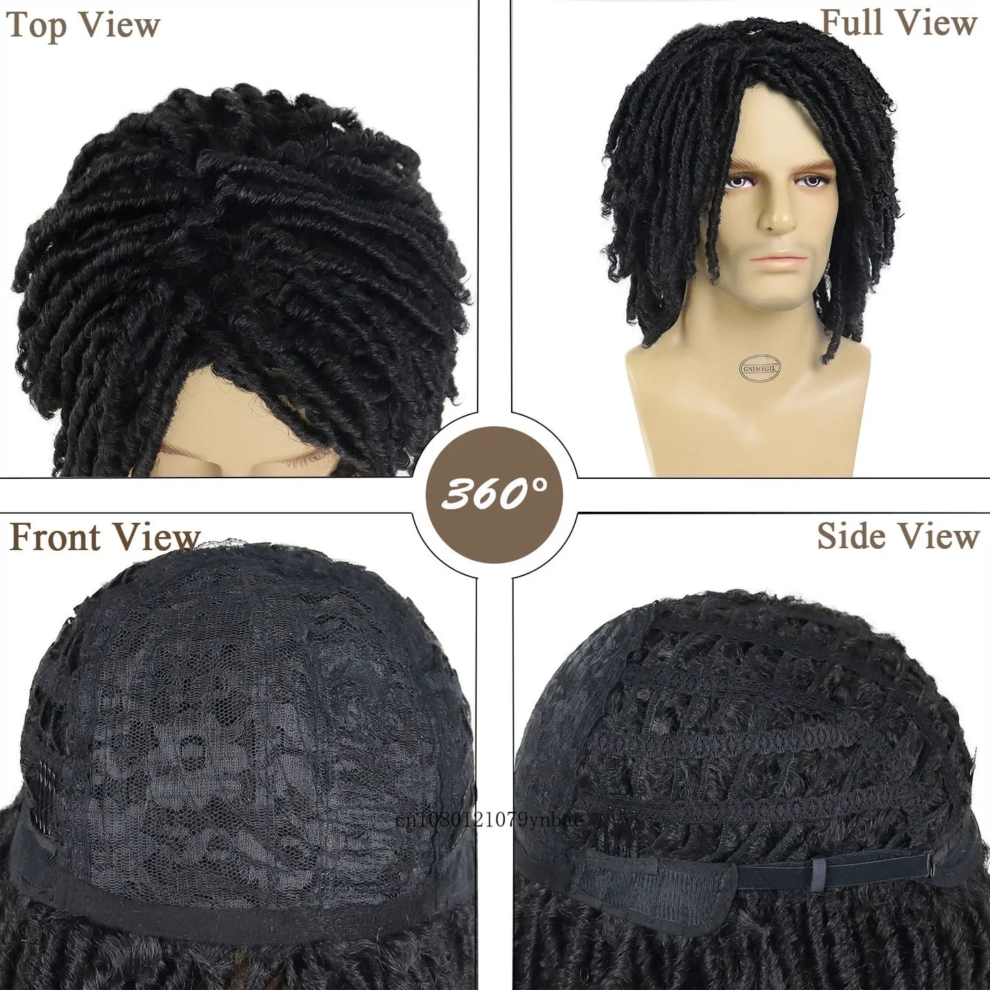 Perruque Dreadlocks Homme Kadier — Fibre Synthétique Haute Température, Courte, Noire, Cosplay Rock Halloween