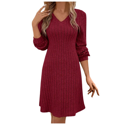 Robe Pull Femme — Col Rond, Manches Longues, Longueur Genou, 5 Coloris | TechNova X