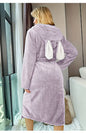 Robe Kimono Flanelle Polaire à Capuche Femme — Chemise de Nuit Chaude & Douce