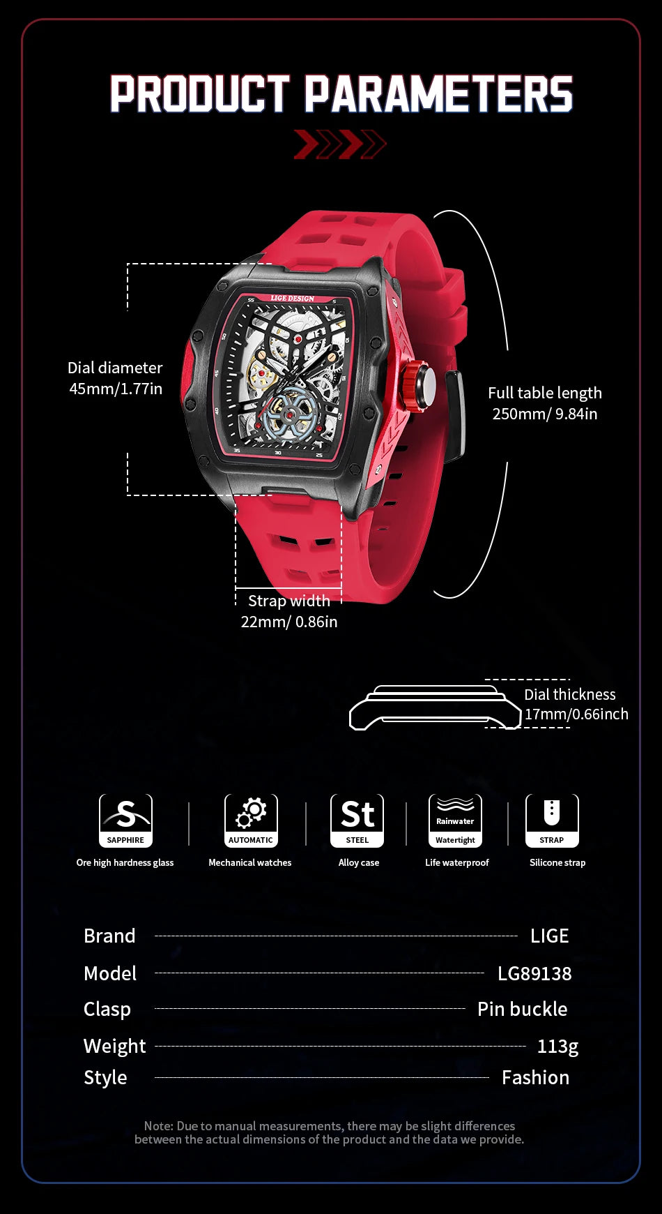Montre Mécanique Homme Squelette — Boîtier Carré Acier, Automatique, Étanche 3 ATM, Bracelet Silicone | TechNova X