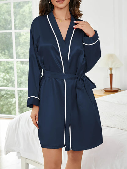 Robe de Nuit Courte Couleur Unie Femme — Peignoir Décontracté Été