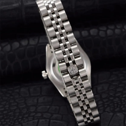 Montre Femme Luxe Diamant — Quartz Acier Inoxydable, Étanche 5 ATM