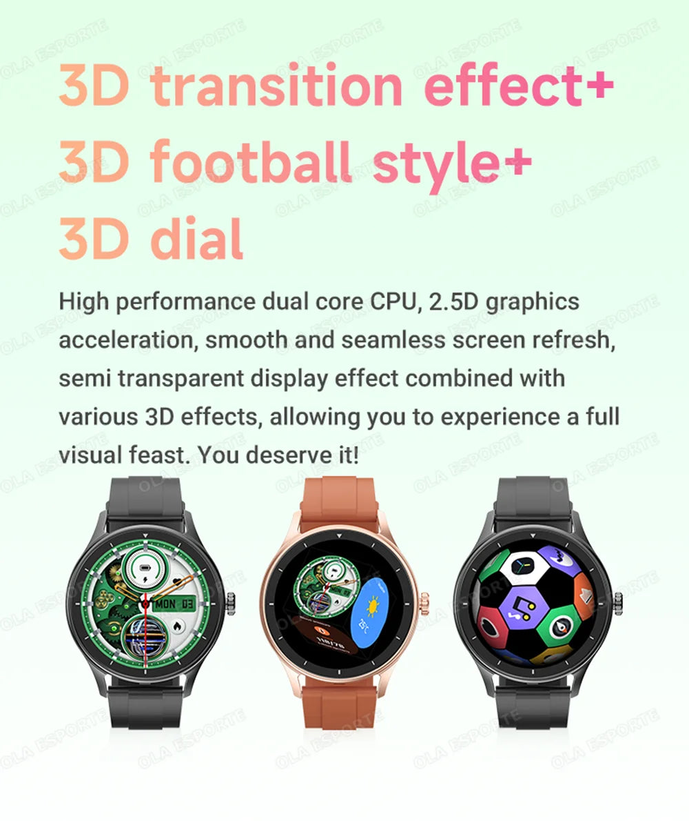 Montre Connectée Ola Esporte — OLED 1,44", BT 5.2, Suivi Santé Complet, Appels Bluetooth, Assistant Vocal, 5 Jours, 7 Styles | TechNova X