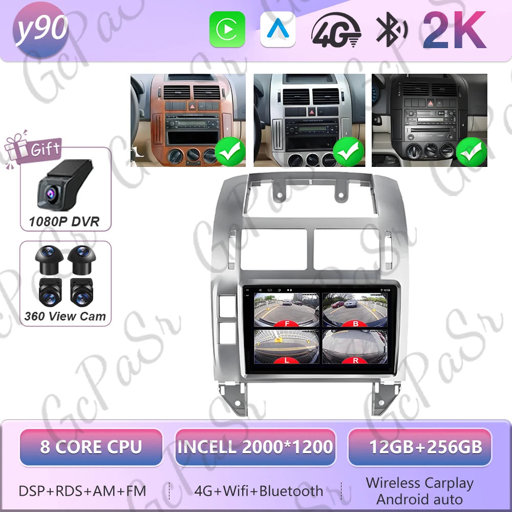 Autoradio Android 16 pour Volkswagen VW Polo MK4 6Q 9N 9N3 2004-2009 Lecteur multimédia Stéréo auto WiFi Navigation autoradio 4G