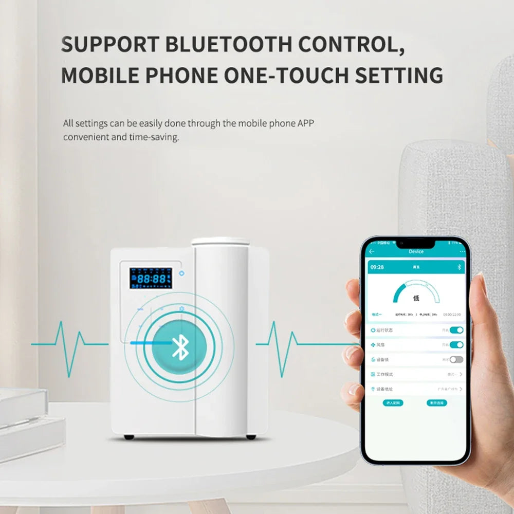 Diffuseur de Parfum Professionnel Bluetooth 200ml — Contrôle App, 300-500m³ & Alliage d'Aluminium