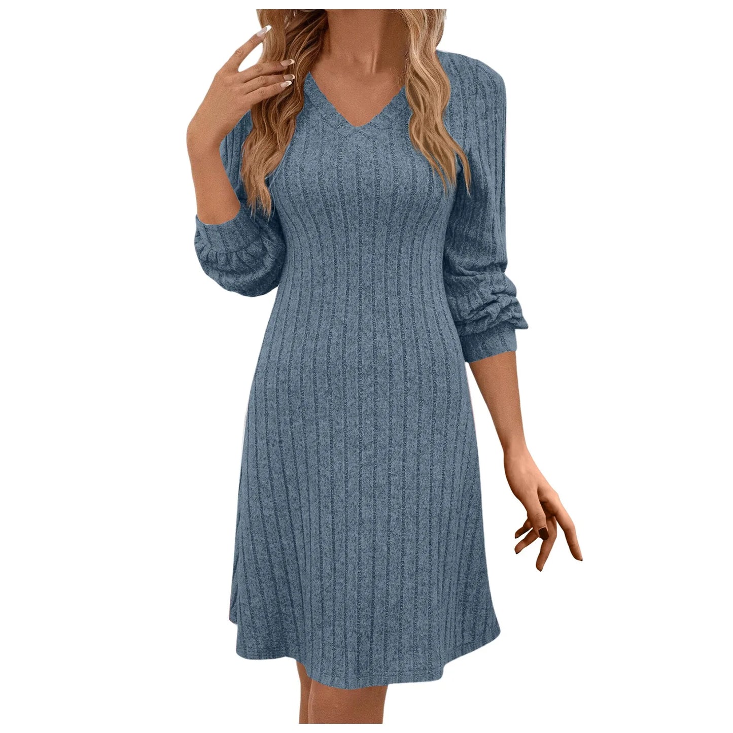 Robe Pull Femme — Col Rond, Manches Longues, Longueur Genou, 5 Coloris | TechNova X