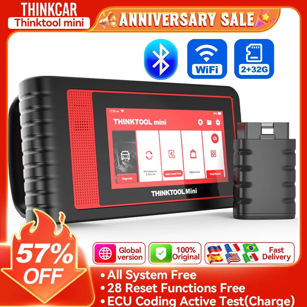 THINKTOadvocate MINI/MINI2-Scanner de Voiture, Outil de Diagnostic Automobile Tout Système, 28 Réinitialisations, Contrôle Bidirectionnel, Codage ECU, Lecteur de Code