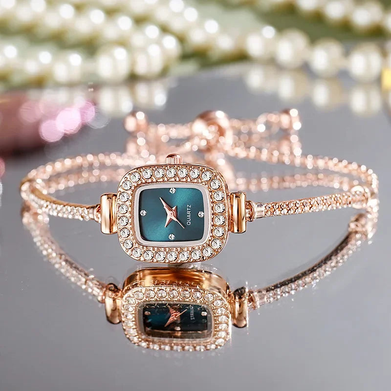 Montre Femme Quartz Cristal MOONBIFFY — Bracelet Cuir, Cadran Orné de Cristaux, 5 Coloris