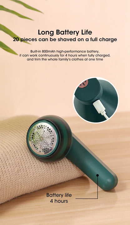Rasoir Anti-Bouloches Électrique Écran LED — Lame Inox 6 Couteaux, 4h Autonomie & Charge USB