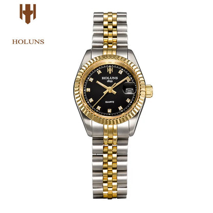 Montre Femme Luxe Diamant — Quartz Acier Inoxydable, Étanche 5 ATM