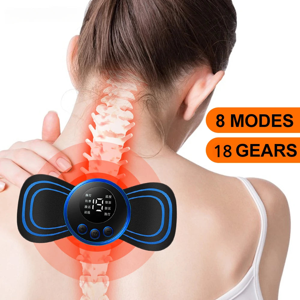 EMS Neck Massager, Mini Cervical Back Muscle Pain Relief Patch, Stimulator Mat, Portable Leg Body Healthcare Tool