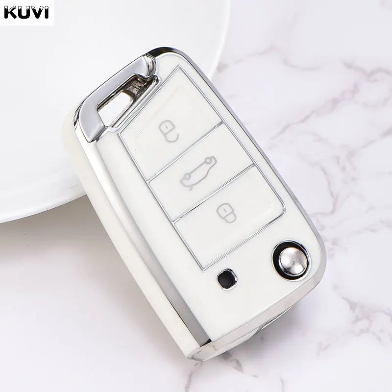 Juste de clé de voiture en TPU, porte-clés pour VW Volkswagen Golf 7, MK7, Tiguan MK2, RosemAteca, Valentine FR 2, Ibiza, Skoda Octavia, 3, 4 boutons
