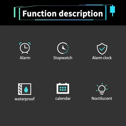 Montre Sport Digitale YIKAZE A69270 — Grand Cadran 56mm, LED, Chronomètre, Alarme, 3 ATM
