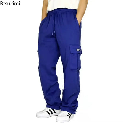Pantalon décontracté pour homme 2026 – Survêtement uni multi-poches pour homme, automne-hiver, coupe oversize