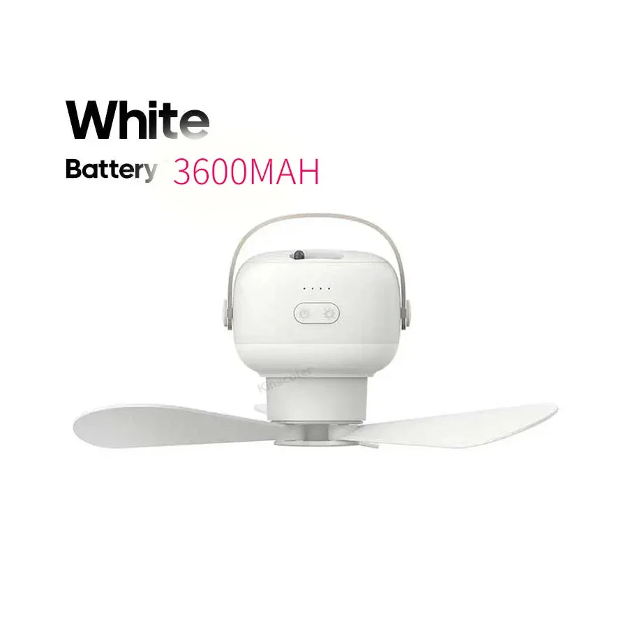 Ventilateur Plafond Portable Camping — LED, Télécommande, 4 Vitesses & Batterie 3600/7200mAh