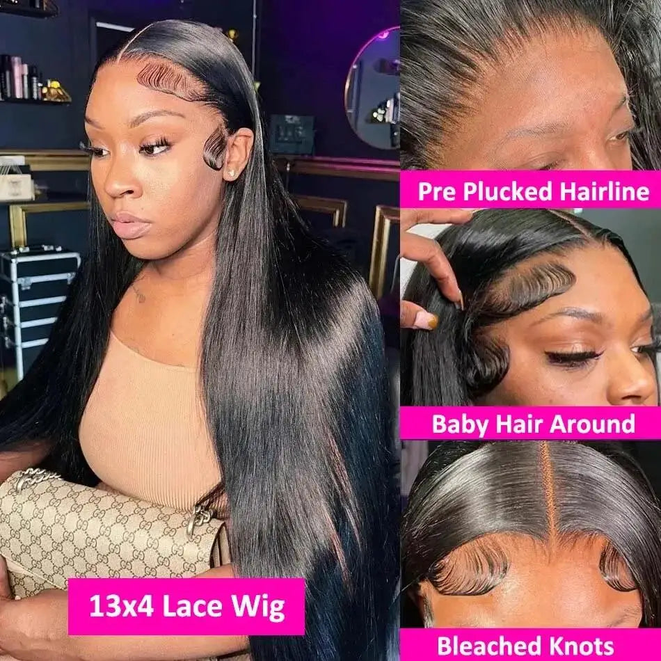 Perruque Cheveux Humains Lace Front HD — 13x4 / 13x6 / 5x5 | Densité 250% | 16-42 Pouces | Sans Colle