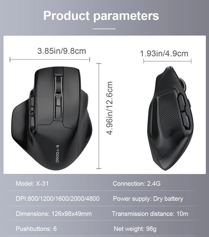 E-YOOSO X-31 USB 2.4G souris de jeu sans fil grande pour grandes mains PAW3212 4800 DPI 5 boutons pour souris gamer ordinateur portable PC