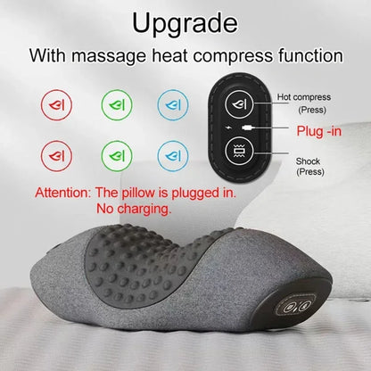 Electric Neck Massager Pillow Cervical Stretcher Heating Vibration Massage Back Orthopedic Traction Sleeping Pillows Support