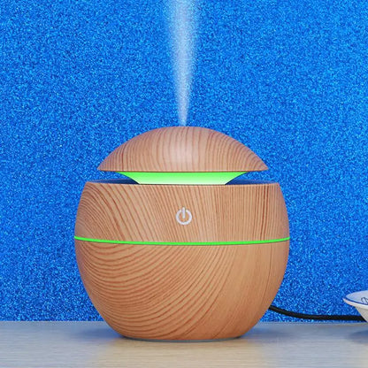 Humidificateur Sphérique Design Bois 130ml — Aromathérapie, 5h Autonomie & Micro-USB