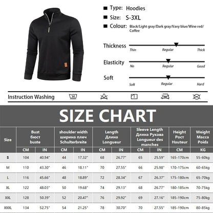 Pull à col roulé avec fermeture éclair pour homme, sweat-shirt d'extérieur, pull à demi-fermeture éclair, vêtements solides, PVD, printemps, automne