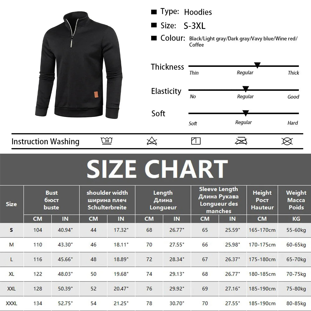 Pull Col Roulé Homme — Demi-Fermeture Éclair | Polyester Tricoté | Couleur Unie | Printemps Automne | 6 Coloris | M à 4XL