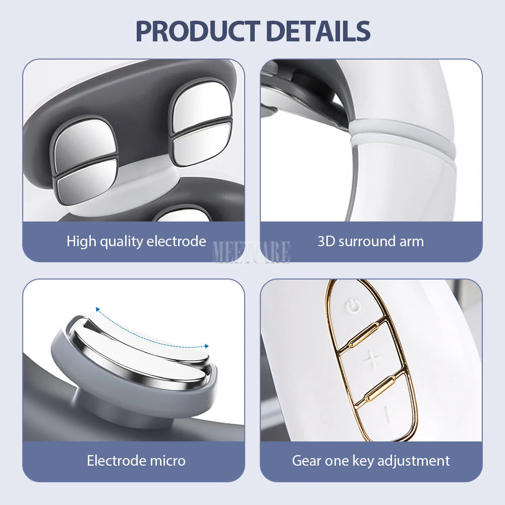 Smart Electric Neck and Back Massager, Rechargeable TENS, Hot Compression Massage, Cervical Vertebra Relaxation, Pain Kneading Therapy