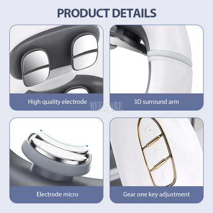 Smart Electric Neck and Back Massager, Rechargeable TENS, Hot Compression Massage, Cervical Vertebra Relaxation, Pain Kneading Therapy