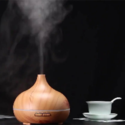 Humidificateur Ultrasonique 300ml Design Bois — LED 7 Couleurs, Commande Tactile & USB 5V