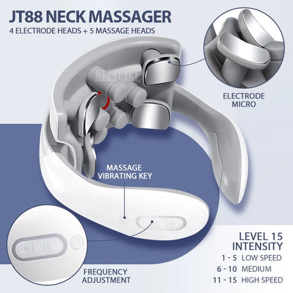 Masseur intelligent électrique TENS EMS pour le dos et le cou, 4 modes, pour la relaxation musculaire et la santé, outil de massage des épaules et cervicales