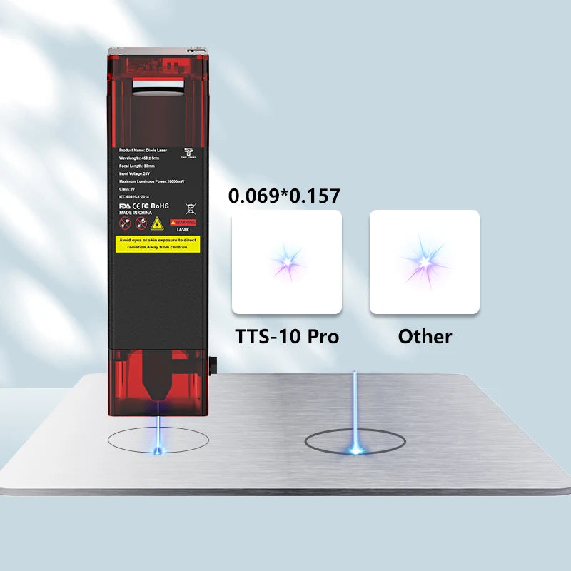 Graveur Laser deux arbres TTS 10 Pro, avec contrôle hors ligne Wifi, Machine de gravure Laser 10W pour la sculpture sur verre, métal et cuir