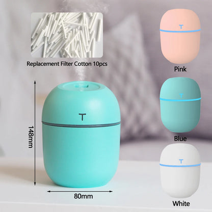 Mini Humidificateur Ultrasonique 220ml — Veilleuse LED, 2 Modes de Brume & Arrêt Auto 3,5h