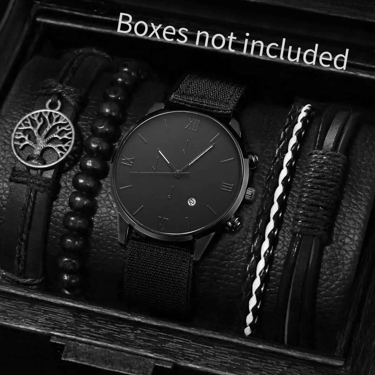 Montre Homme Quartz — Cadran Chiffres Romains + 3-4 Bracelets Interchangeables Cuir & Nylon