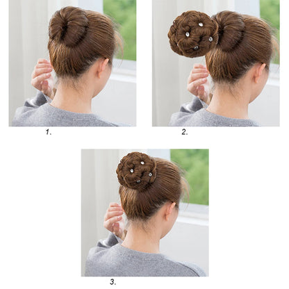 Chignon Bouclé Synthétique Clip-In AOSI Queen — Fibre Haute Température, Postiche Beignet Neuf Fleurs, 7 Couleurs | TechNova X