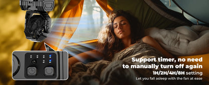 Ventilateur Camping 20 000mAh — LED 3 Niveaux, 4 Vitesses, Télécommande & Powerbank Intégré